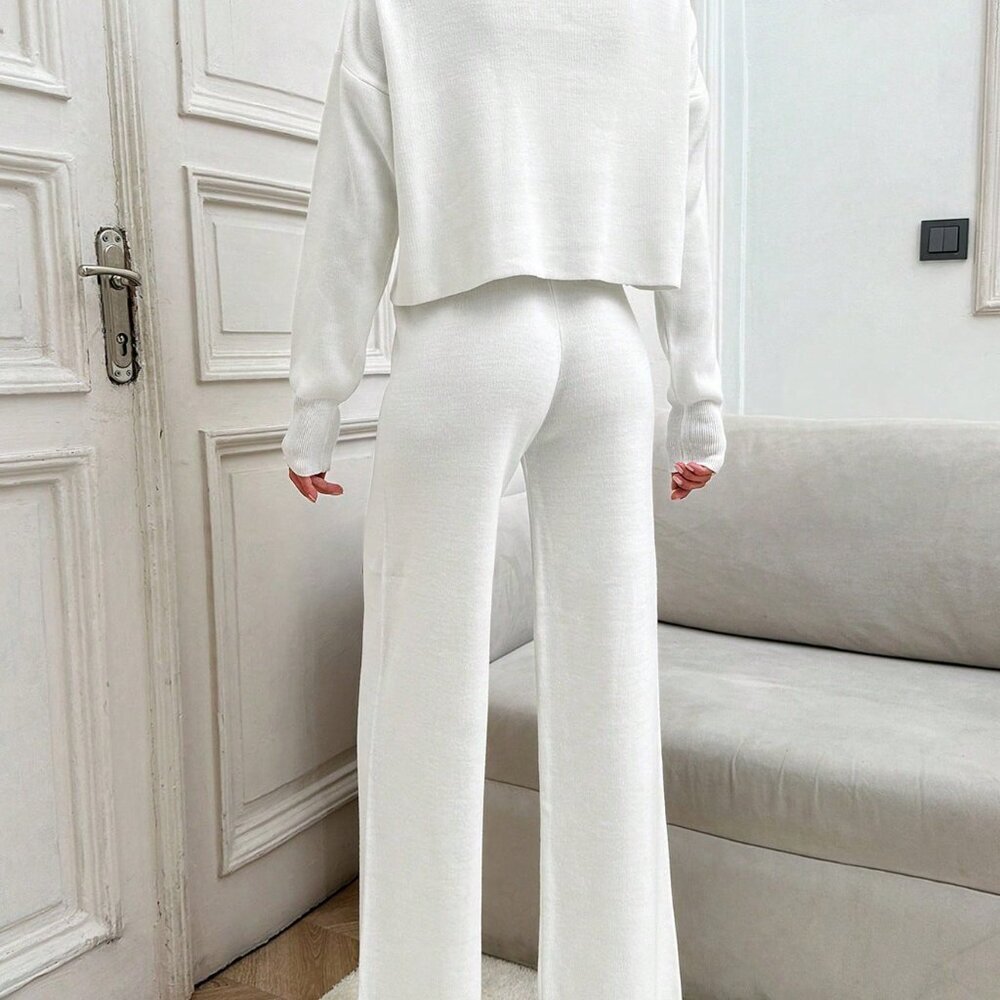 White Casual Women's Metallic Button Polo Collar Knit Cardigan & Sweater - Picture 6 of 6
